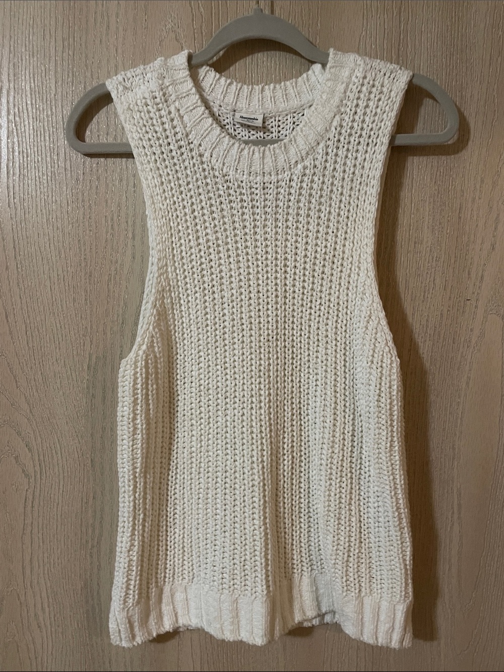 Abercrombie & Fitch Cream Open-Weave Knit Tank